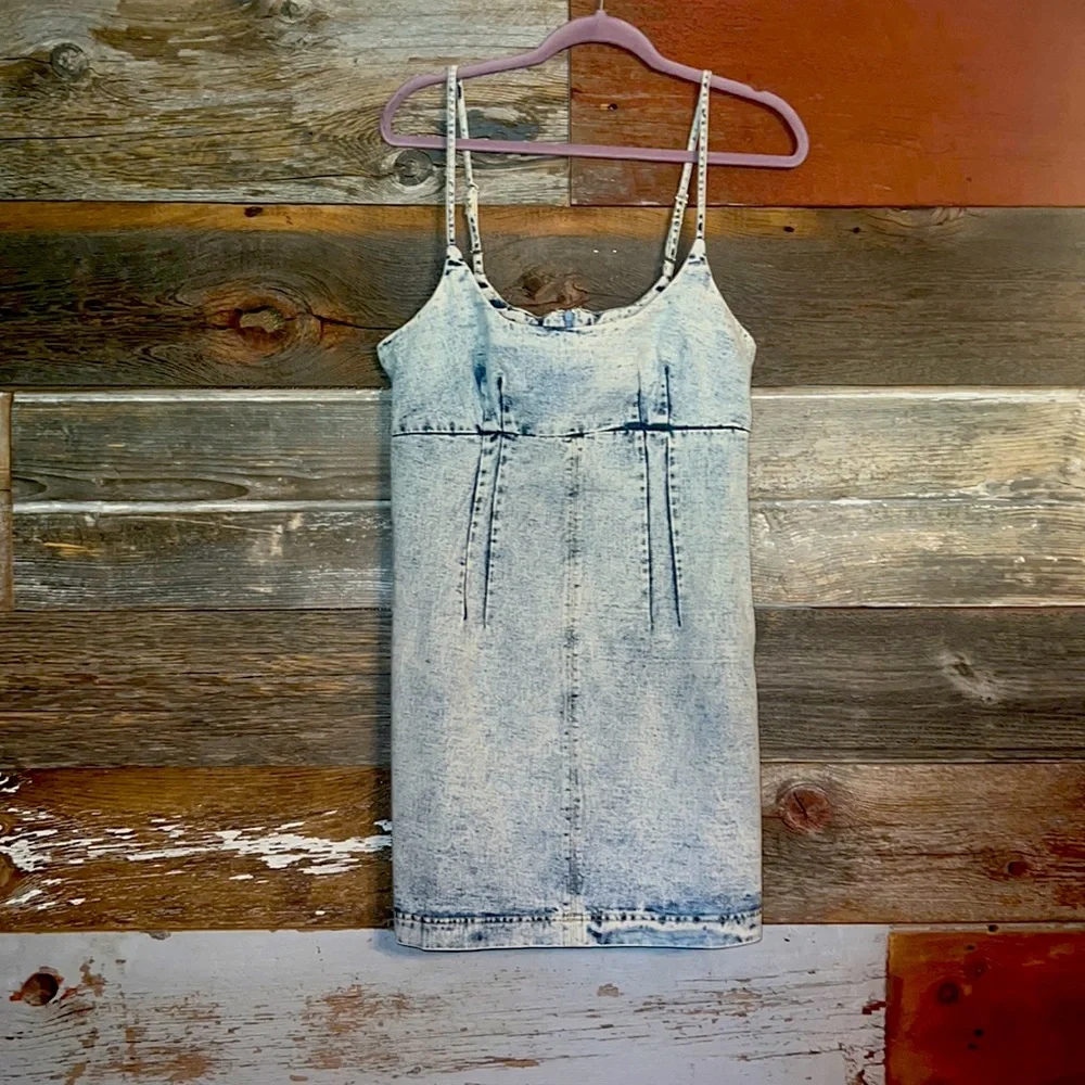 Brand new! White wash denim mini dress! So cute!